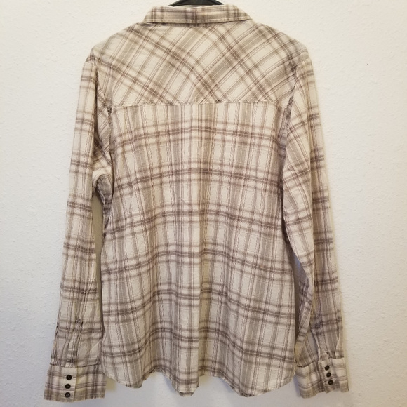 Maurices Plaid Button Down Shirt - Brown and Cream - Picture 5 of 5